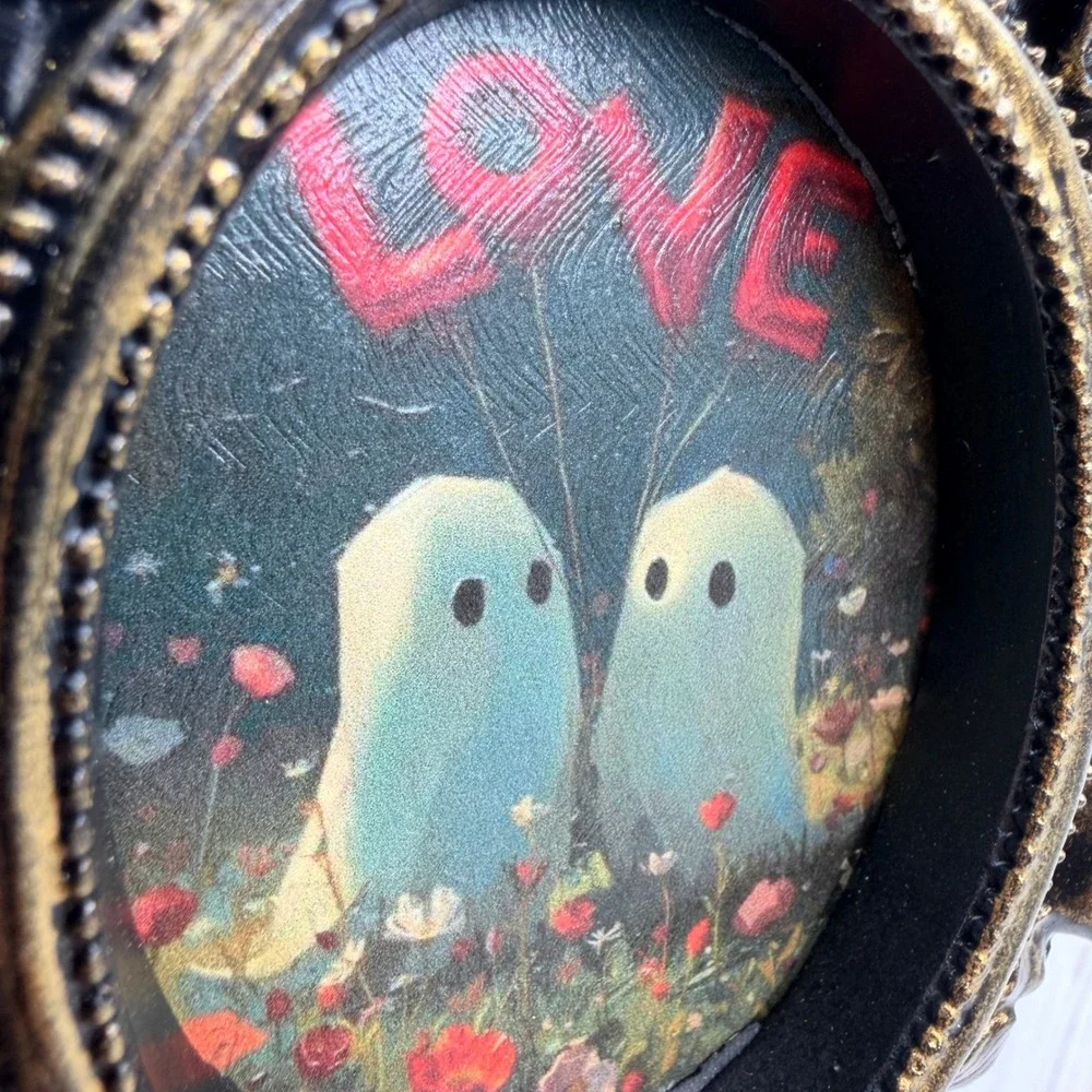 Handmade Ghost Love Ornate Baroque Gold Resin Frame Decoupage Art Print 4.5